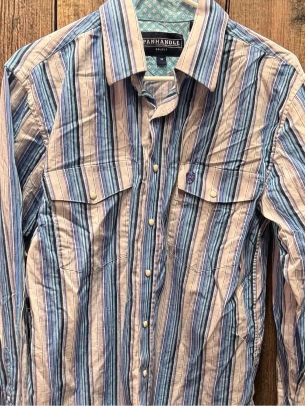 Panhandle Blue Stripe Button-Down Western Shirt MEDIUM